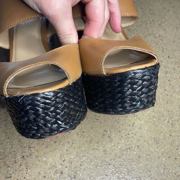 Nine West Unstopable Leather and Grass Wrapped Wedge Sandals 7 - Picture 8 of 12